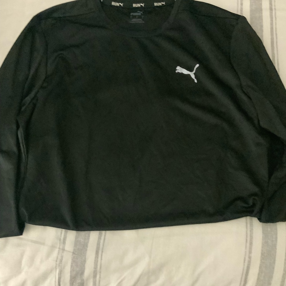 Puma Men's Black Tee with White Logo